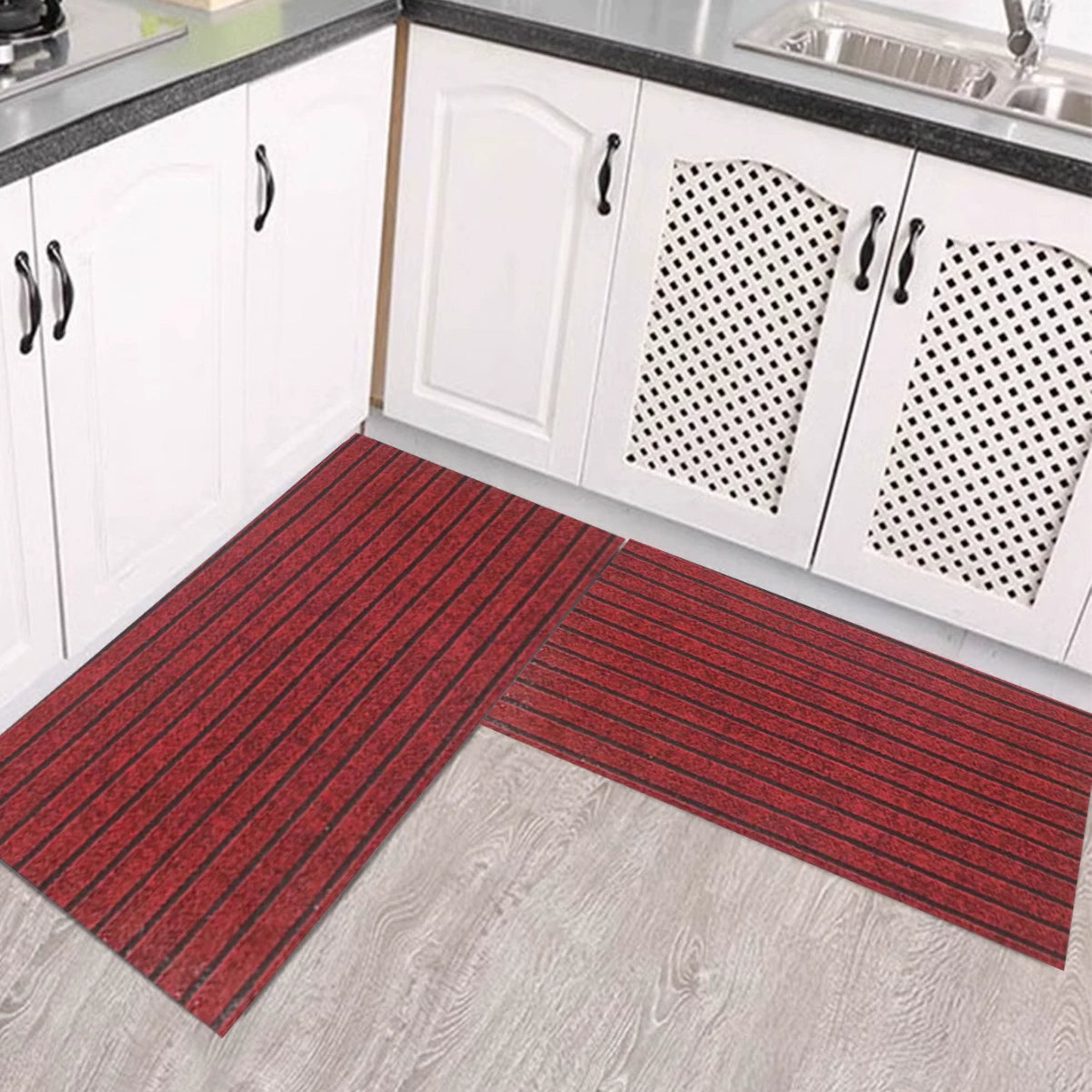 💥(40*60cm+40*120cm) Tapete de cocina antideslizante engrosado con rayas antideslizantes, absorbente de agua y aceite