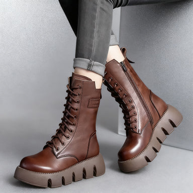 🔥【35-40】Nowe damskie wysokiej jakości, ręcznie robione, miękkie skórzane botki na jesień-zimę, martensy