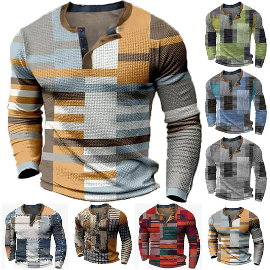 🎁😍【Oferta especial de nueva llegada】Camiseta manga larga para hombre – Estampado discreto, corte moderno y algodón suave. ¡Ideal para oficina o finde! (Tallas S a 4XL)