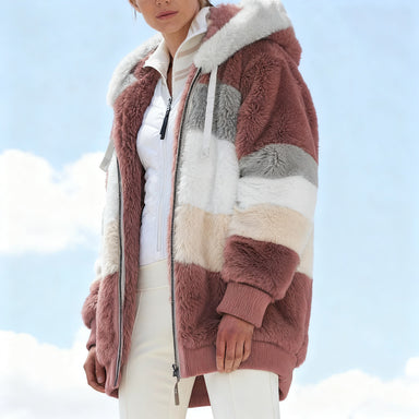 ❄️【S-5XL】Nowa damska gruba pluszowa kurtka w kontrastowe paski