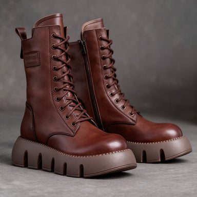 🔥【35-40】Nowe damskie wysokiej jakości, ręcznie robione, miękkie skórzane botki na jesień-zimę, martensy