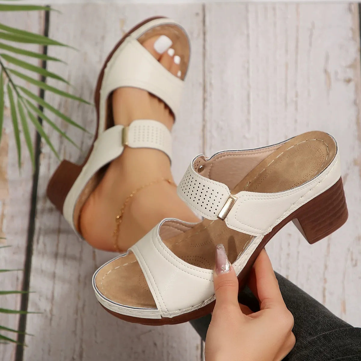 【36-43】Nuevas sandalias de verano para mujer con tacón alto y tacón grueso, tallas grandes.
