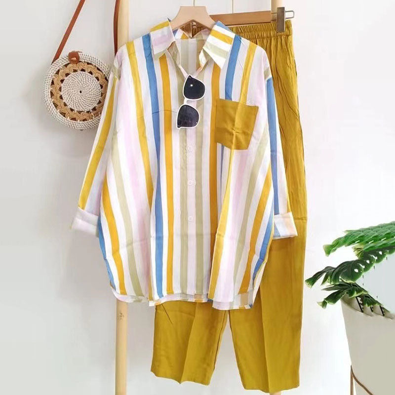 【S-5XL】Nueva conjunto de primavera a rayas