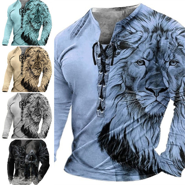 🦁🦁【S-4XL】-35 OFF % Camiseta 3D para hombre – manga larga, estampado realista y tejido suave