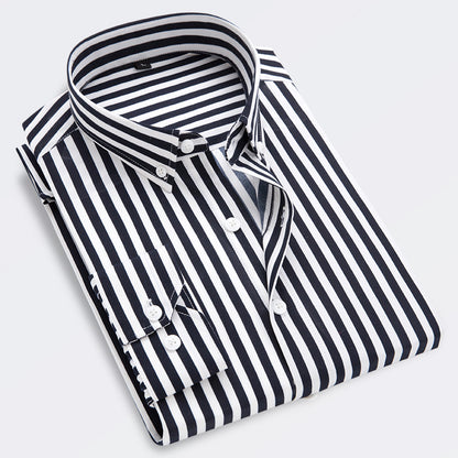 🔥👕【M-5XL】Camisa de negocios de rayas para hombre de manga larga 2026