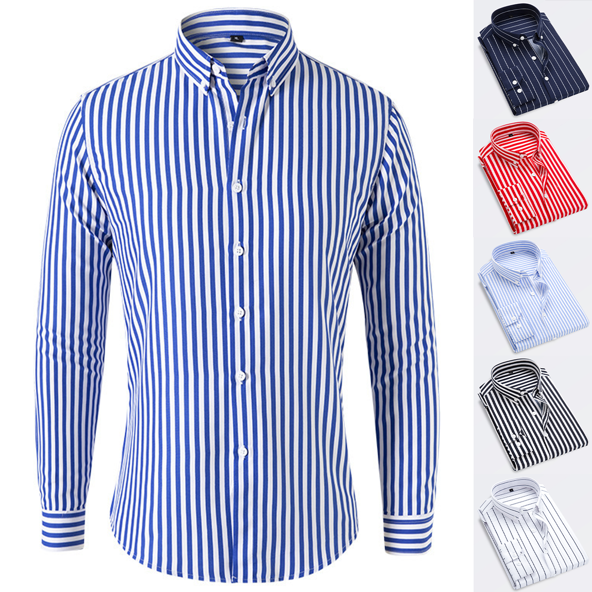 🔥👕【M-5XL】Camisa de negocios de rayas para hombre de manga larga 2026