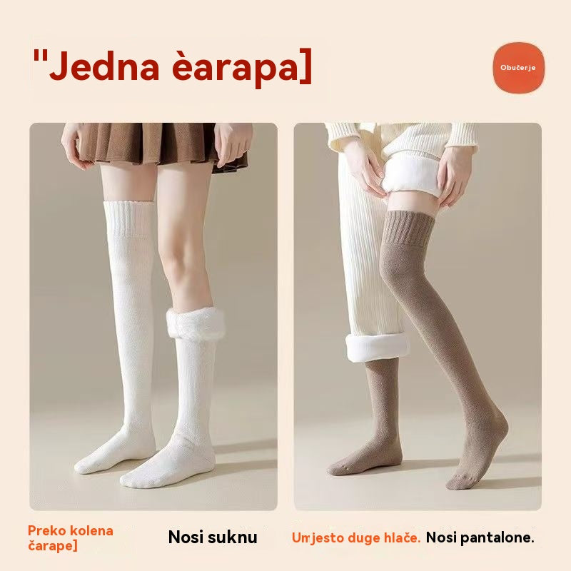 Termo čarape do bedara - debele, tople, neklizajuće za jesen i zimu