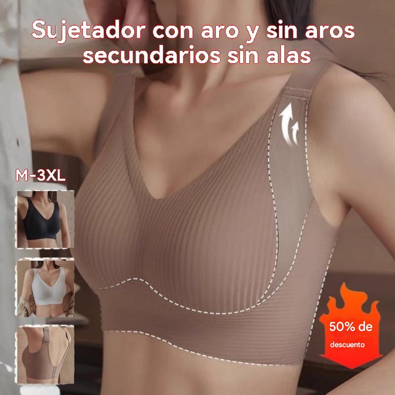 Nuevo - 45% descuento😍【Paquete de 4】Sujetador de una pieza sin aros para mujer, sin costuras y cómodo para sujetar el busto❤️【40-95 kg】