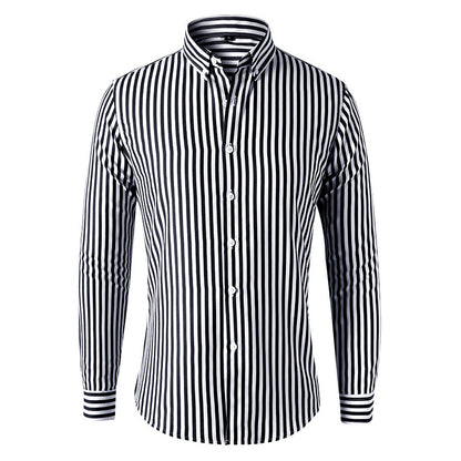 🔥👕【M-5XL】Camisa de negocios de rayas para hombre de manga larga 2026