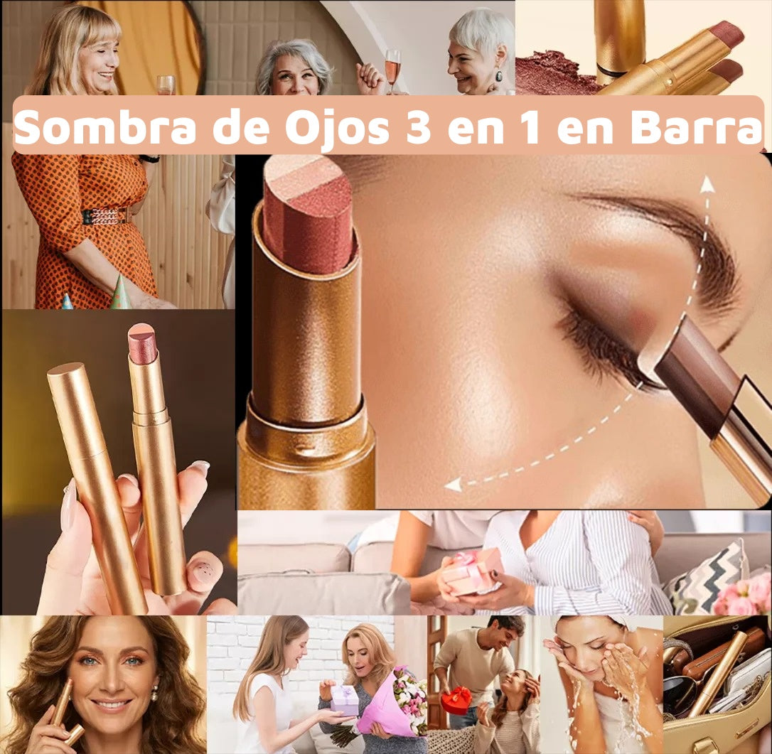 🎨✨ 【Compra 1 y llévate 1 gratis】💄Sombra de Ojos 3 en 1 en Barra – Brillo Instantáneo, Efecto Lifting y Larga Duración