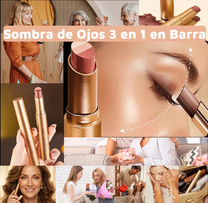 🎨✨ 【Compra 1 y llévate 1 gratis】💄Sombra de Ojos 3 en 1 en Barra – Brillo Instantáneo, Efecto Lifting y Larga Duración