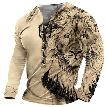 🦁🦁【S-4XL】-35 OFF % Camiseta 3D para hombre – manga larga, estampado realista y tejido suave