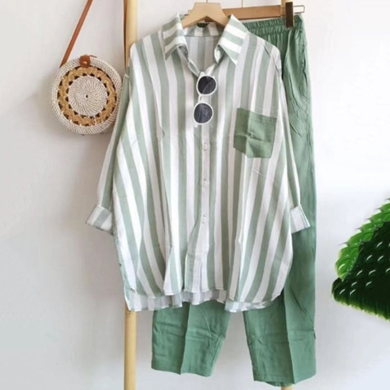 【S-5XL】Nueva conjunto de primavera a rayas