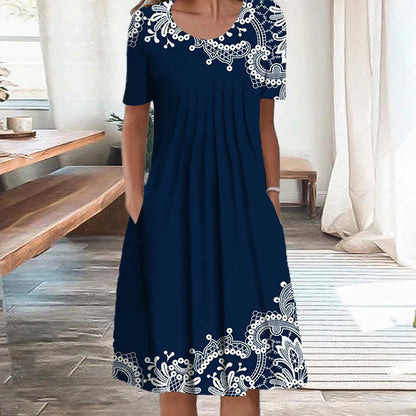 【S-5XL】 Vestido moderno con escote redondo y estampado.