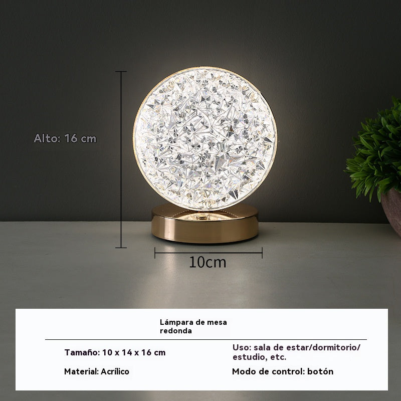 ✨【atmósfera romántica】💎Lámpara de escritorio LED con luz nocturna de cristal creativa