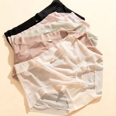 🩲🔥Promocja nowości 【6 sztuk】Damskie majtki z lodowego jedwabiu z wysokim stanem