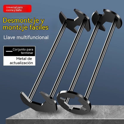 🔥【2 artículos por 28 €】Llave multifuncional para fregadero, llave universal para tuberías de agua, herramienta para la instalación y reparación de fregaderos y grifos de baño