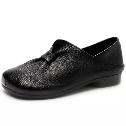【35-42】2026 nuevos zapatos sin cordones de suela suave con lazo, piel de vaca de alta calidad