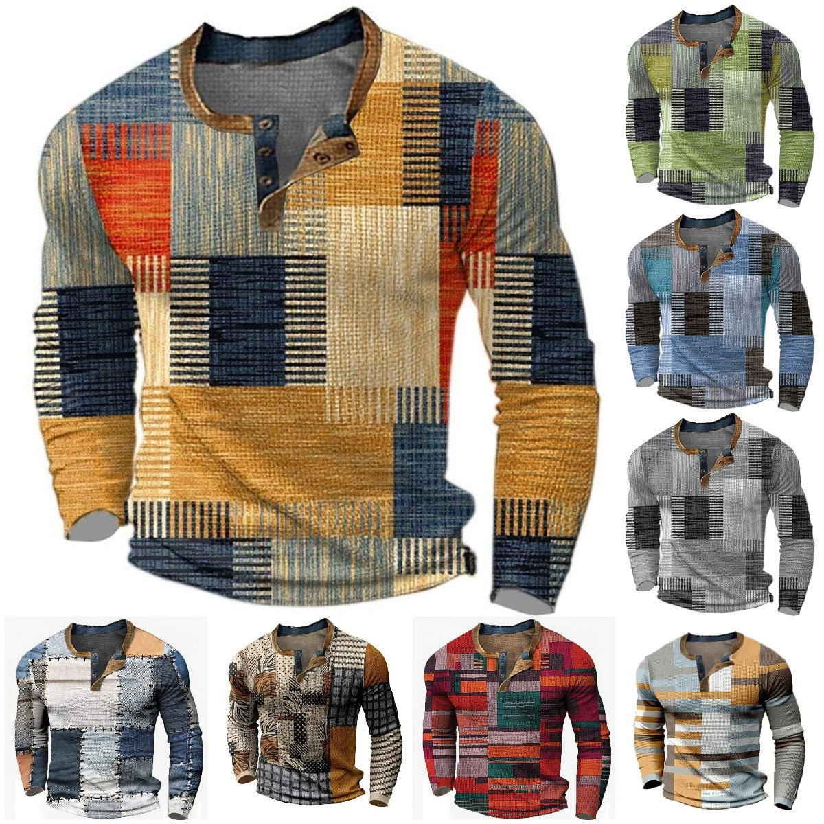 🎁😍【Oferta especial de nueva llegada】Camiseta manga larga para hombre – Estampado discreto, corte moderno y algodón suave. ¡Ideal para oficina o finde! (Tallas S a 4XL)