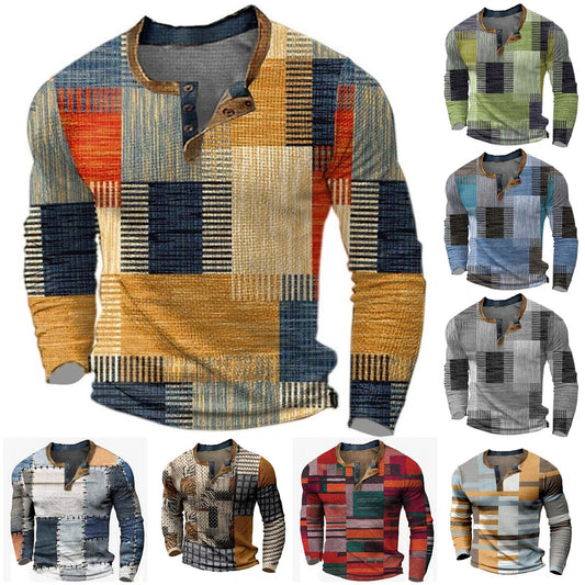 🎁😍【Oferta especial de nueva llegada】Camiseta manga larga para hombre – Estampado discreto, corte moderno y algodón suave. ¡Ideal para oficina o finde! (Tallas S a 4XL)