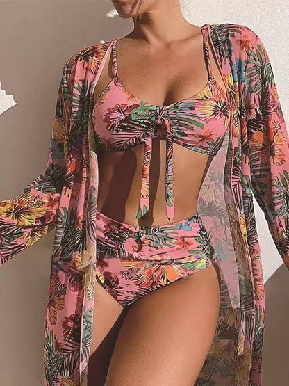 【S-2XL】Conjunto de traje de baño de 3 piezas con bufanda de nuevo estilo 2026
