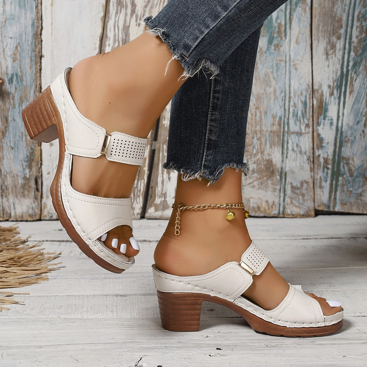 【36-43】Nuevas sandalias de verano para mujer con tacón alto y tacón grueso, tallas grandes.