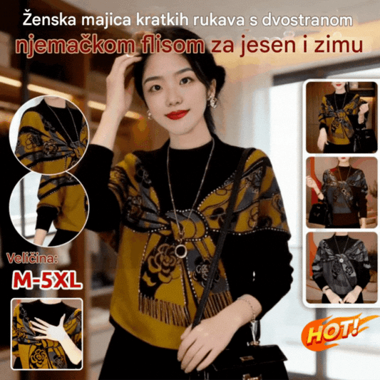 ✨【Novi model 2026】🔥【M~5XL】Novi jesensko/zimski dvostrani njemački flis topli, široki ženski pulover s printom