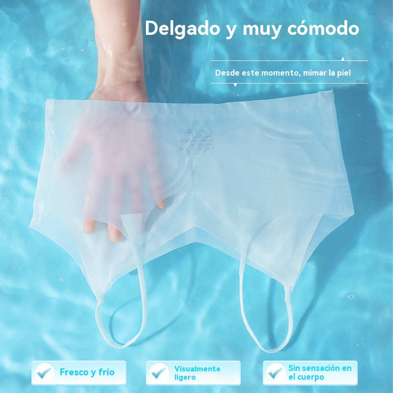 💃【Juego de 5 piezas】【40-100 kg】 🥰Sujetador de seda helada, ultrafino, talla grande