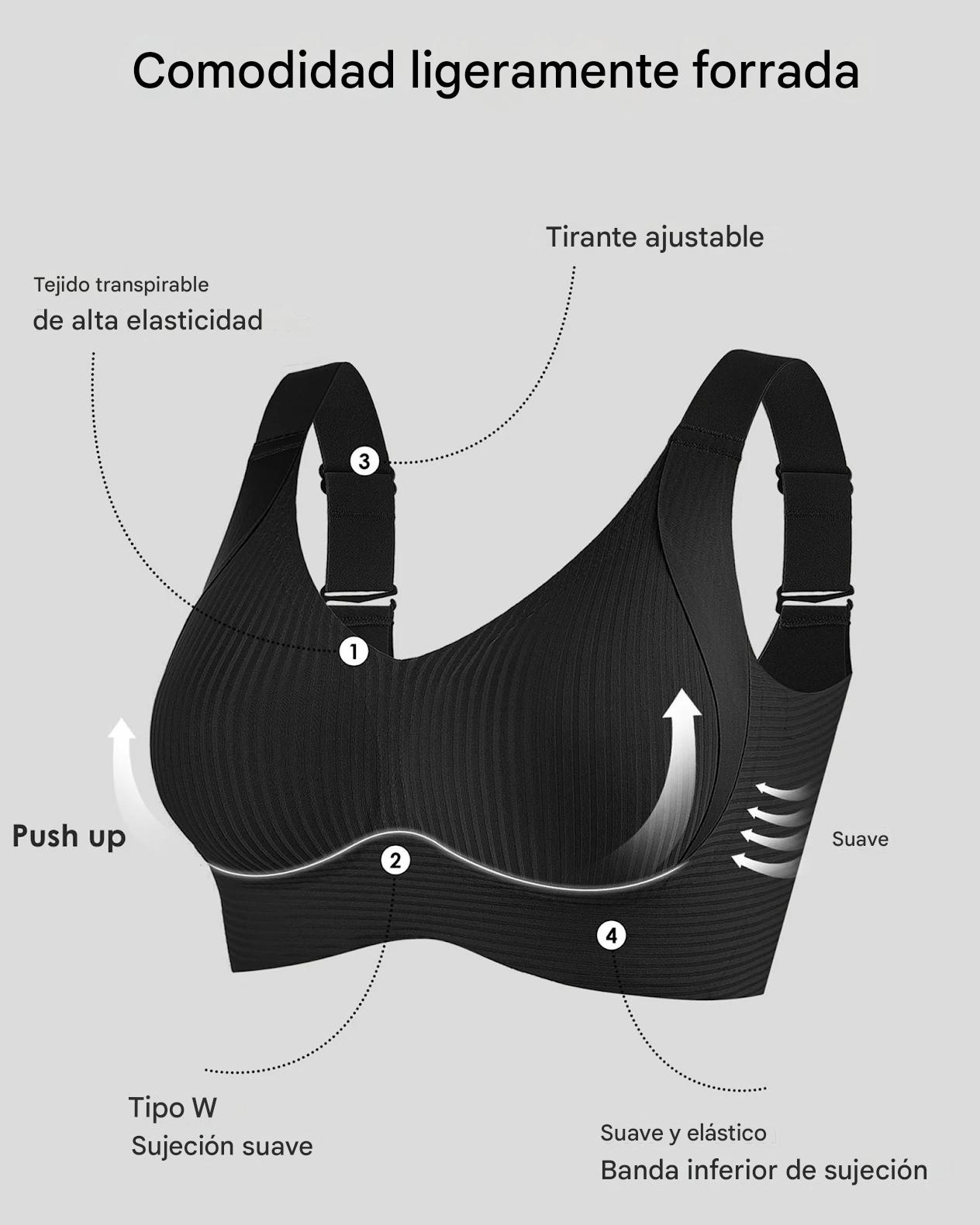 Nuevo - 45% descuento😍【Paquete de 4】Sujetador de una pieza sin aros para mujer, sin costuras y cómodo para sujetar el busto❤️【40-95 kg】