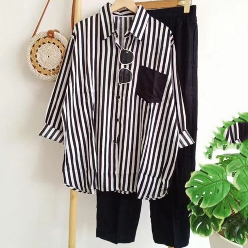 【S-5XL】Nueva conjunto de primavera a rayas