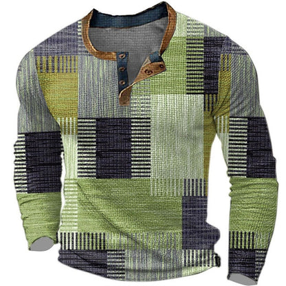 🎁😍【Oferta especial de nueva llegada】Camiseta manga larga para hombre – Estampado discreto, corte moderno y algodón suave. ¡Ideal para oficina o finde! (Tallas S a 4XL)