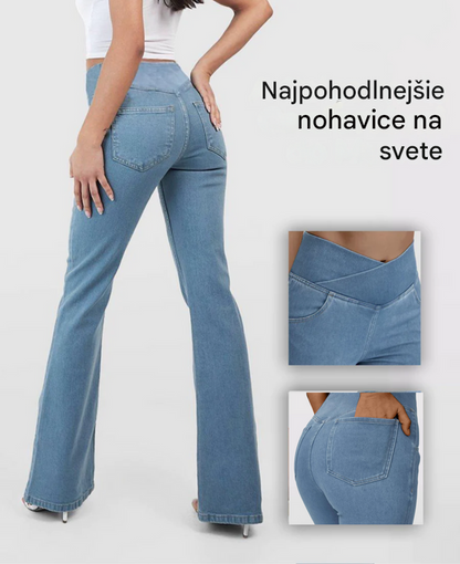 【XS-4XL】Úzke rozšírené džínsy s vysokým pásom, tvarujúce zadok