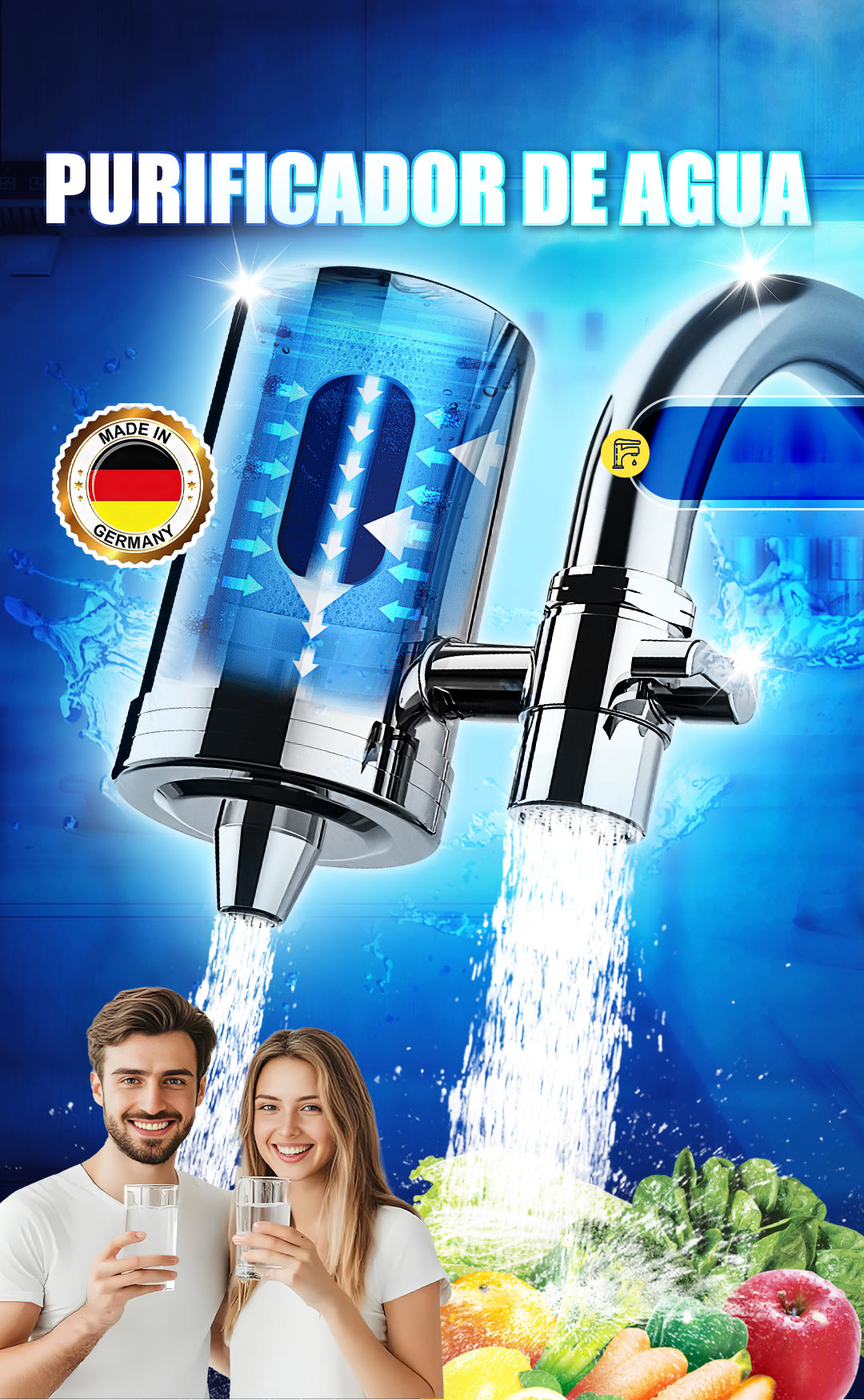🔥【Autenticidad garantizada】🏆Purificador de agua para grifos domésticos de acero inoxidable sin instalació