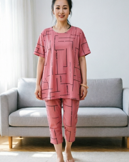 👗【30% de descuento】【Top + Pantalones】🔥🔥Conjunto de manga corta para mujer, nueva colección 2026, estilo casual, ideal para mujeres de mediana edad y mayores.