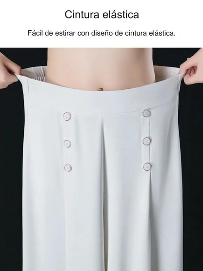 👗✨【40-90KG】Culottes anchos de tiro alto y efecto estilizante que disimulan imperfecciones sin revelar piel