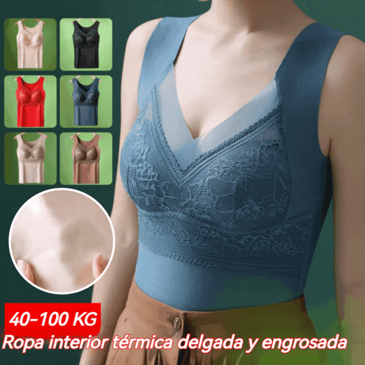 🔥【3 piezas】❤️【40-100 kg】Ropa interior de encaje de terciopelo de ganso de otoño e invierno, espalda hermosa, accesorios para fruncir el pecho, prevención de la flacidez del pecho✅