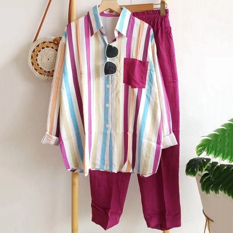 【S-5XL】Nueva conjunto de primavera a rayas
