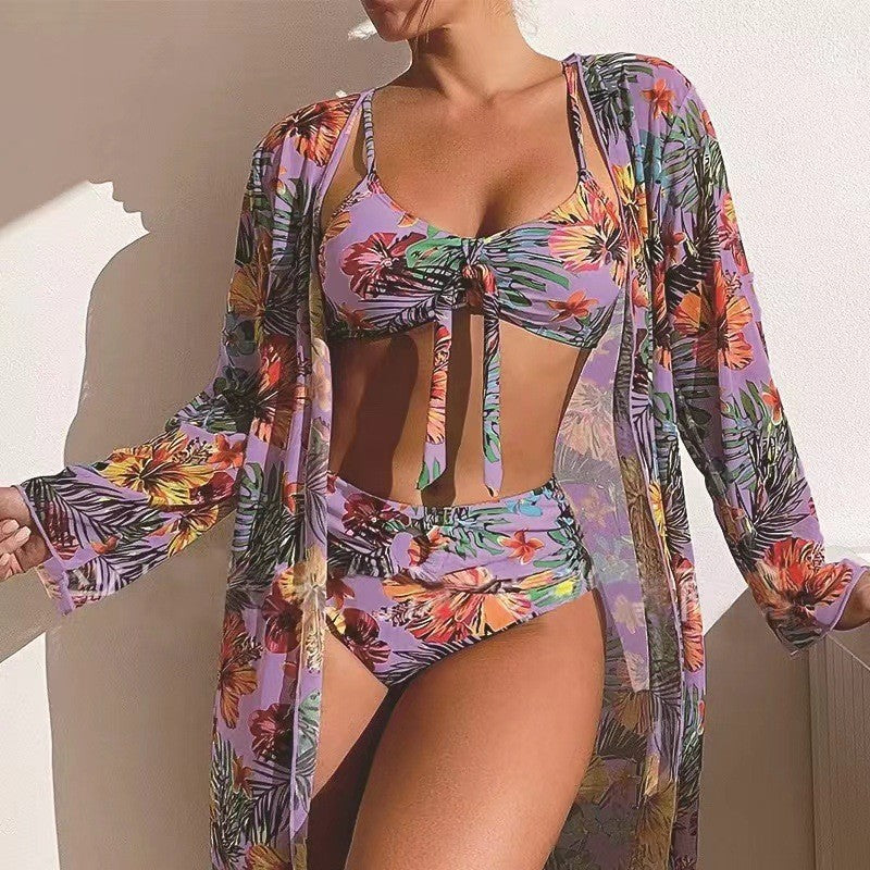 【S-2XL】Conjunto de traje de baño de 3 piezas con bufanda de nuevo estilo 2026