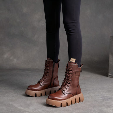 🔥【35-40】Nowe damskie wysokiej jakości, ręcznie robione, miękkie skórzane botki na jesień-zimę, martensy