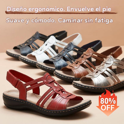 【35-43】Sandalias planas de cuero suaves y cómodas para mujer, ideales para uso diario.
