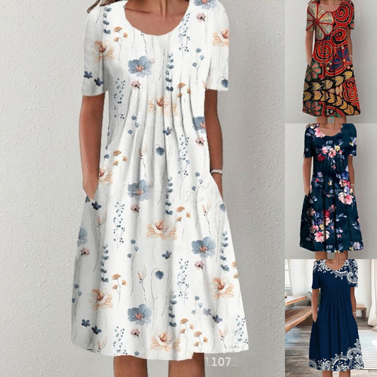【S-5XL】 Vestido moderno con escote redondo y estampado.