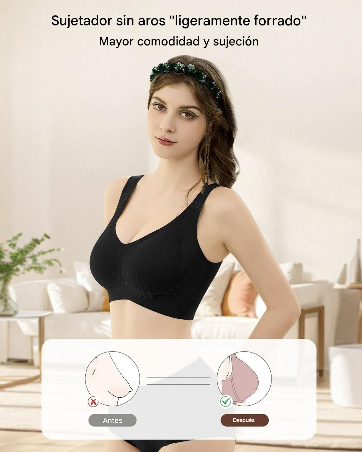 Nuevo - 45% descuento😍【Paquete de 4】Sujetador de una pieza sin aros para mujer, sin costuras y cómodo para sujetar el busto❤️【40-95 kg】