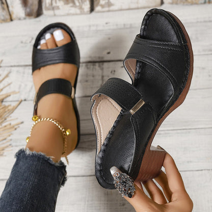 【36-43】Nuevas sandalias de verano para mujer con tacón alto y tacón grueso, tallas grandes.