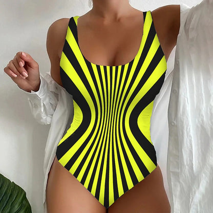 【 S-5XL】Traje de baño de una pieza con rayas únicas