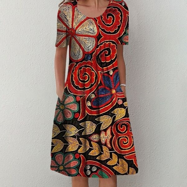 【S-5XL】 Vestido moderno con escote redondo y estampado.