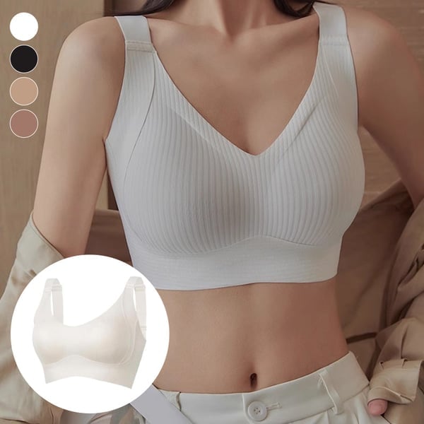 Nuevo - 45% descuento😍【Paquete de 4】Sujetador de una pieza sin aros para mujer, sin costuras y cómodo para sujetar el busto❤️【40-95 kg】