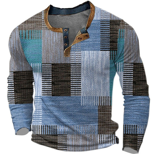 🎁😍【Oferta especial de nueva llegada】Camiseta manga larga para hombre – Estampado discreto, corte moderno y algodón suave. ¡Ideal para oficina o finde! (Tallas S a 4XL)