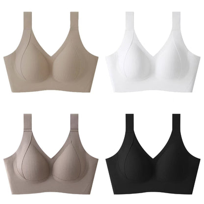 Nuevo - 45% descuento😍【Paquete de 4】Sujetador de una pieza sin aros para mujer, sin costuras y cómodo para sujetar el busto❤️【40-95 kg】