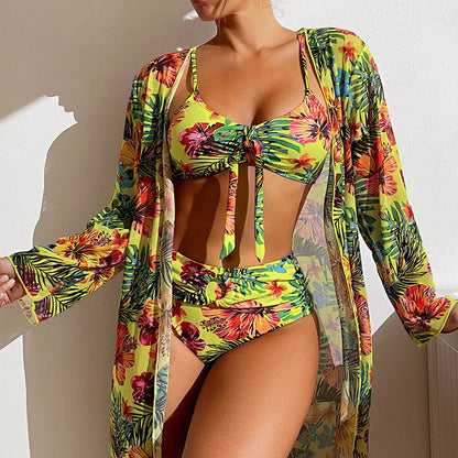 【S-2XL】Conjunto de traje de baño de 3 piezas con bufanda de nuevo estilo 2026