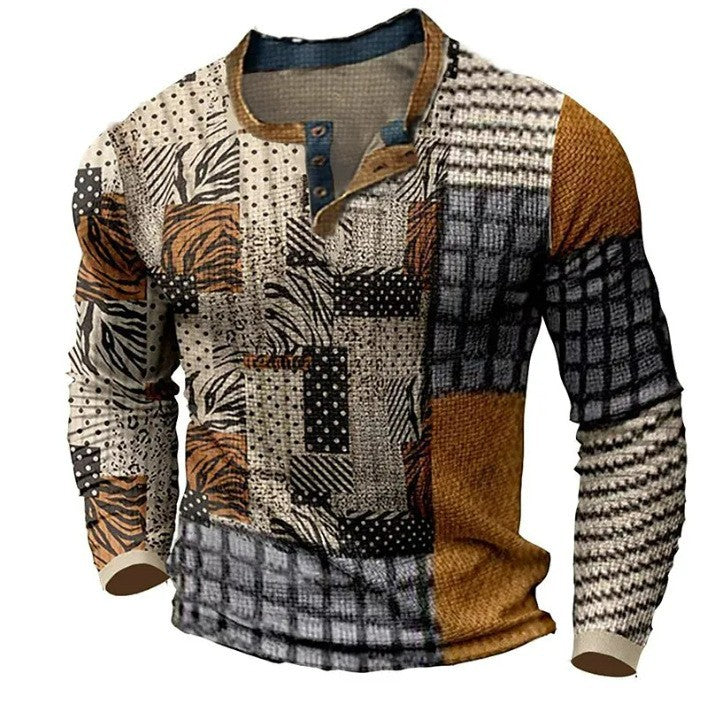 🎁😍【Oferta especial de nueva llegada】Camiseta manga larga para hombre – Estampado discreto, corte moderno y algodón suave. ¡Ideal para oficina o finde! (Tallas S a 4XL)